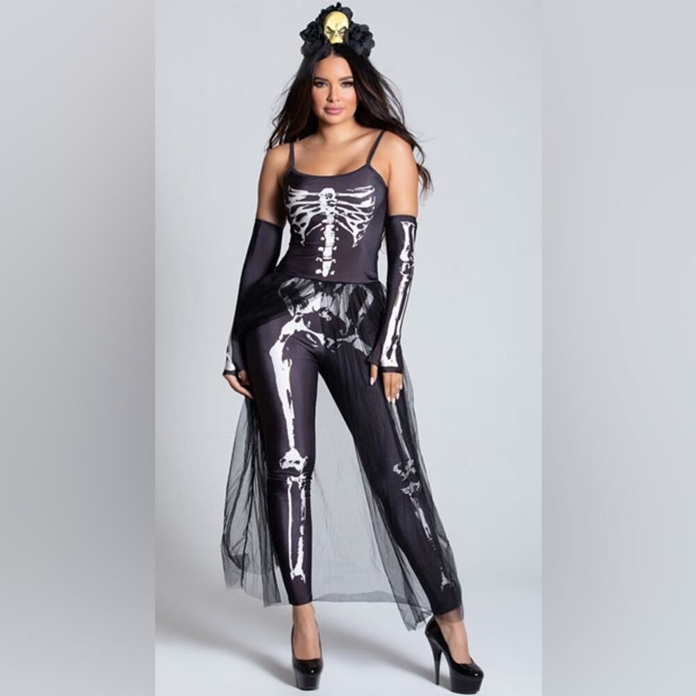 NEW Dreamgirl Bare Bones Babe Sexy Skeleton Costume Size Large